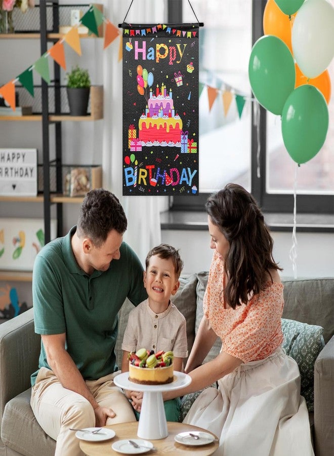 Guduling Happy Birthday Door Sign,Birthday Door Banner,Colorful Happy Birthdays Doors Banner.Black Background Hanger Party Supplies for Home Outdoor Baby Shower Wall Decoration - Image 5